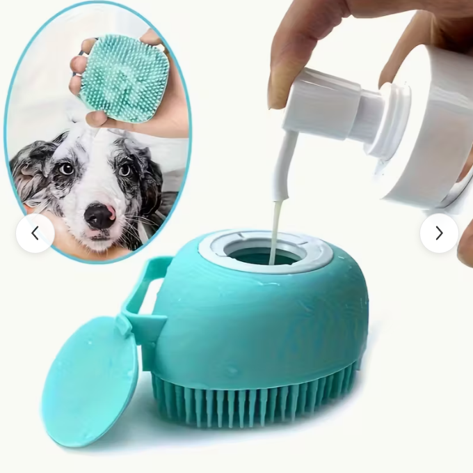 Brosse de Bain Silicone 2-en-1 pour Chien & Chat – Massage & Rangement Intégré